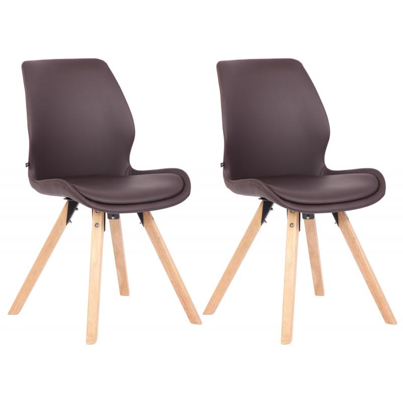 2er Set Stuhl HLO-CP5 Kunstleder ~ braun