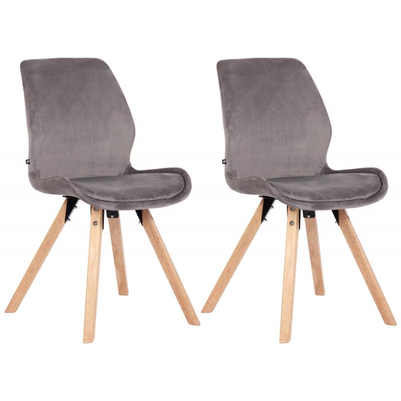2er Set Stuhl HLO-CP21 Samt ~ grau