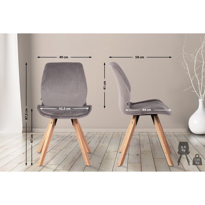 2er Set Stuhl HLO-CP21 Samt ~ grau