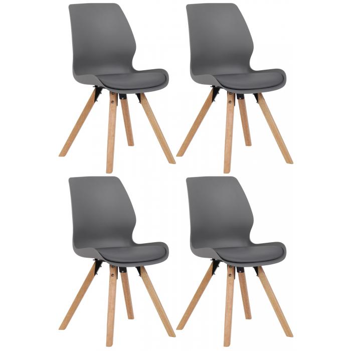 4er Set Stuhl HLO-CP89 Kunststoff ~ grau