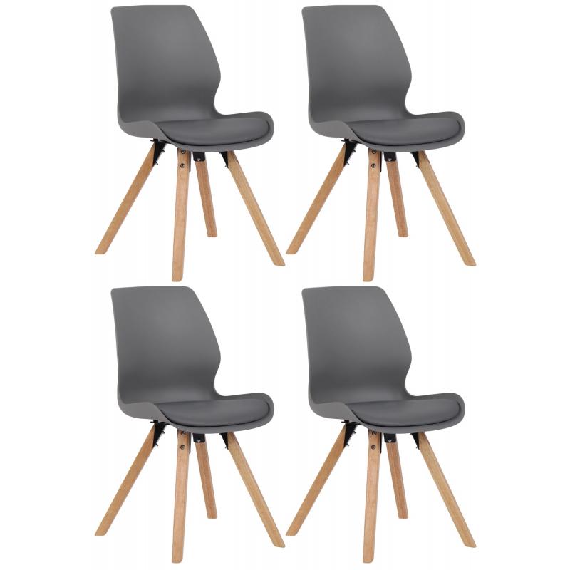 4er Set Stuhl HLO-CP89 Kunststoff ~ grau