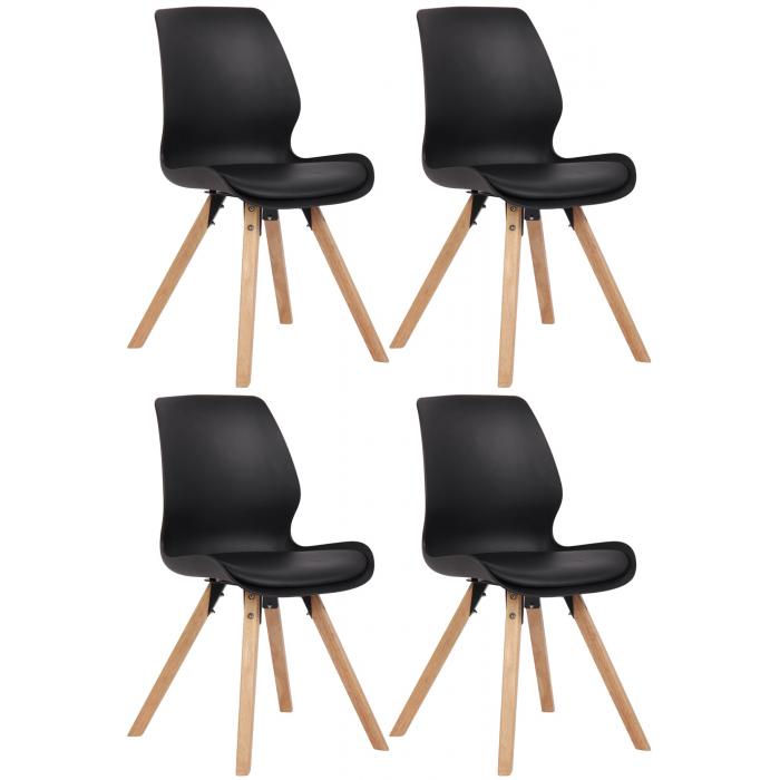 4er Set Stuhl HLO-CP89 Kunststoff ~ schwarz