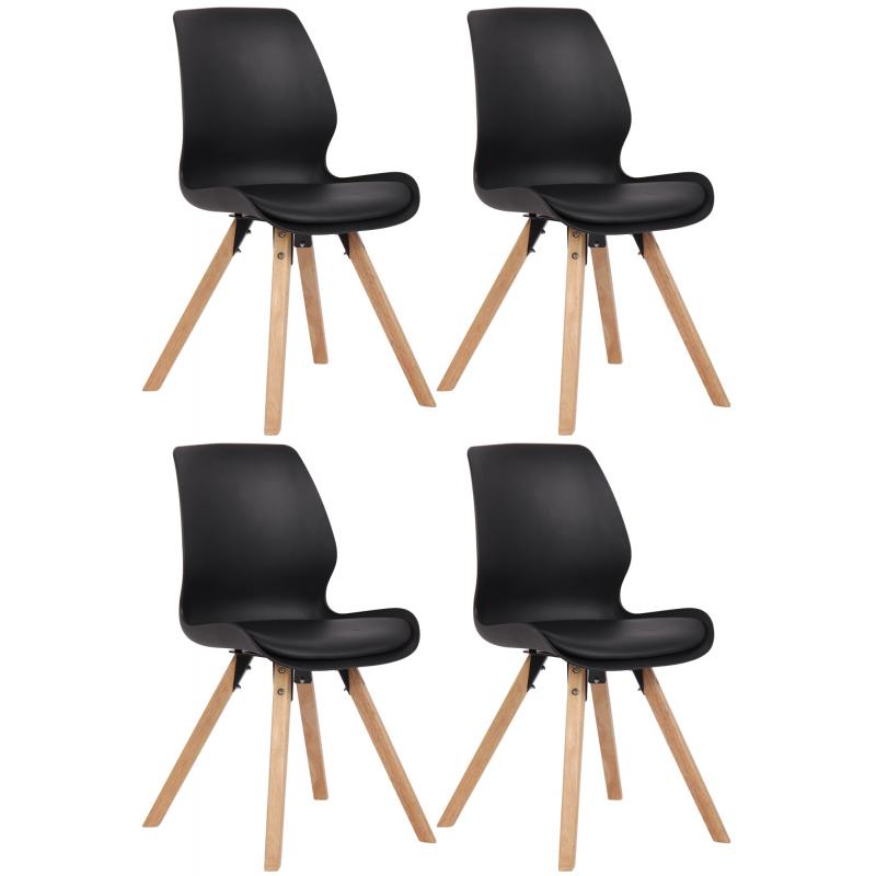 4er Set Stuhl HLO-CP89 Kunststoff ~ schwarz