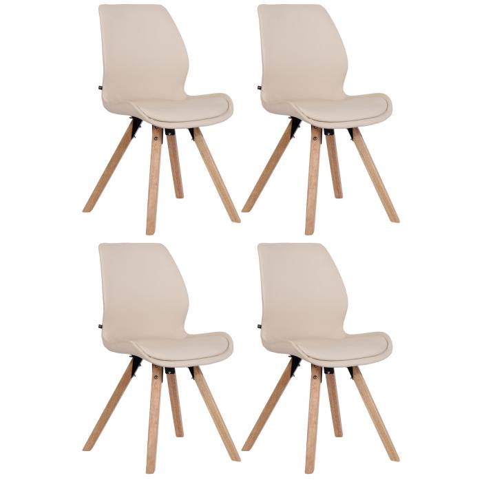 4er Set Stuhl HLO-CP19 Kunstleder ~ creme