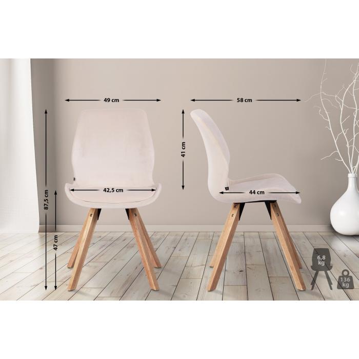 4er Set Stuhl HLO-CP21 Samt ~ creme