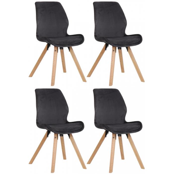 4er Set Stuhl HLO-CP21 Samt ~ dunkelgrau