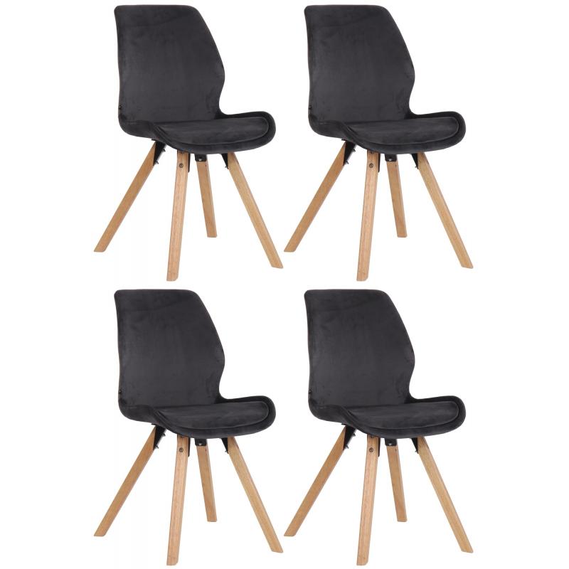 4er Set Stuhl HLO-CP21 Samt ~ dunkelgrau