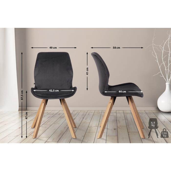 4er Set Stuhl HLO-CP21 Samt ~ dunkelgrau