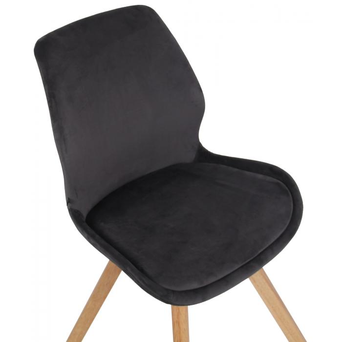 4er Set Stuhl HLO-CP21 Samt ~ dunkelgrau