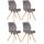 4er Set Stuhl HLO-CP21 Samt ~ grau