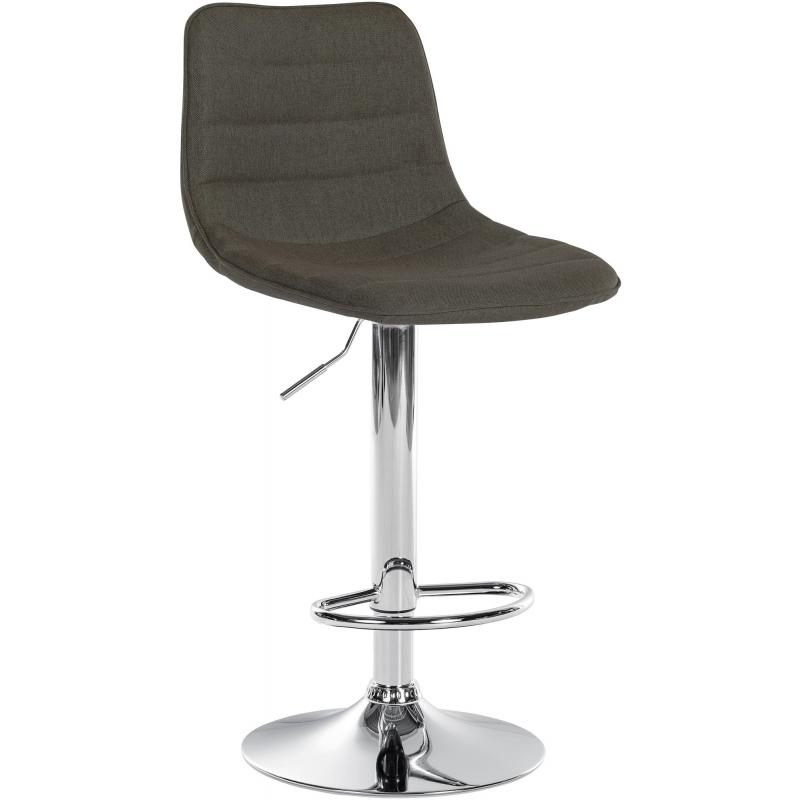 Barhocker HLO-CP274 Stoff Chrom ~ taupe