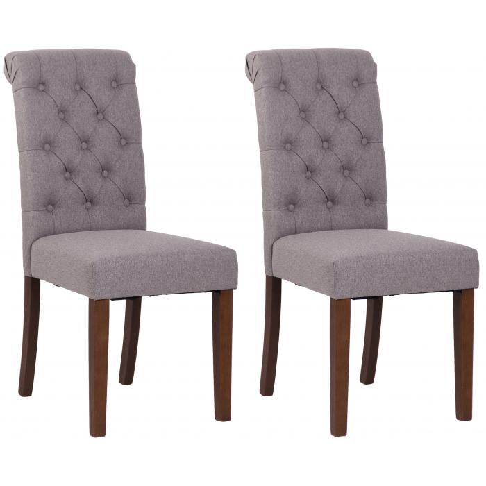 2er Set Esszimmersthle HLO-CP16 Stoff ~ grau
