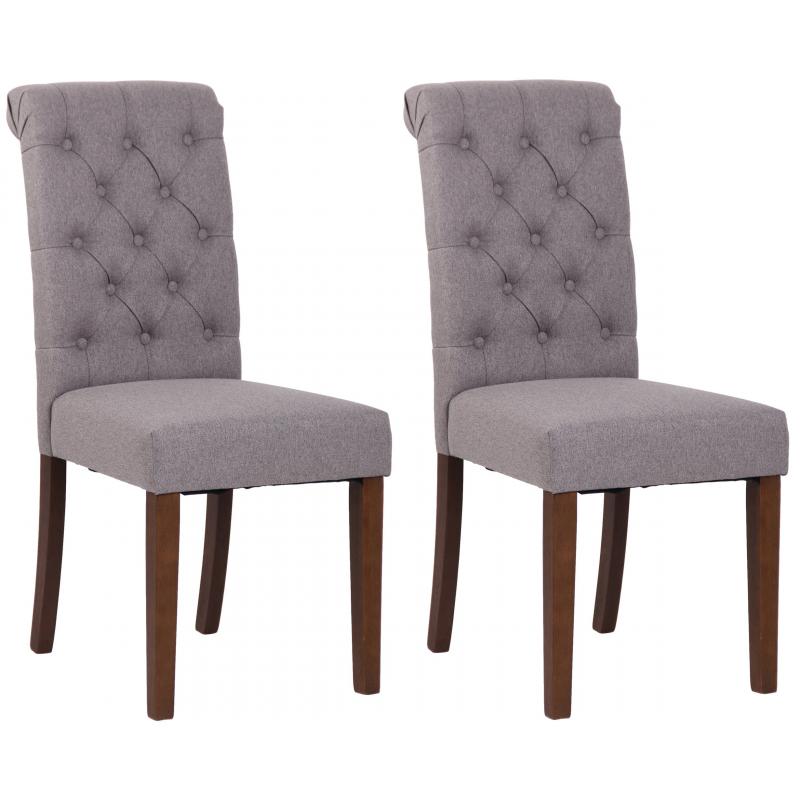2er Set Esszimmersthle HLO-CP16 Stoff ~ grau