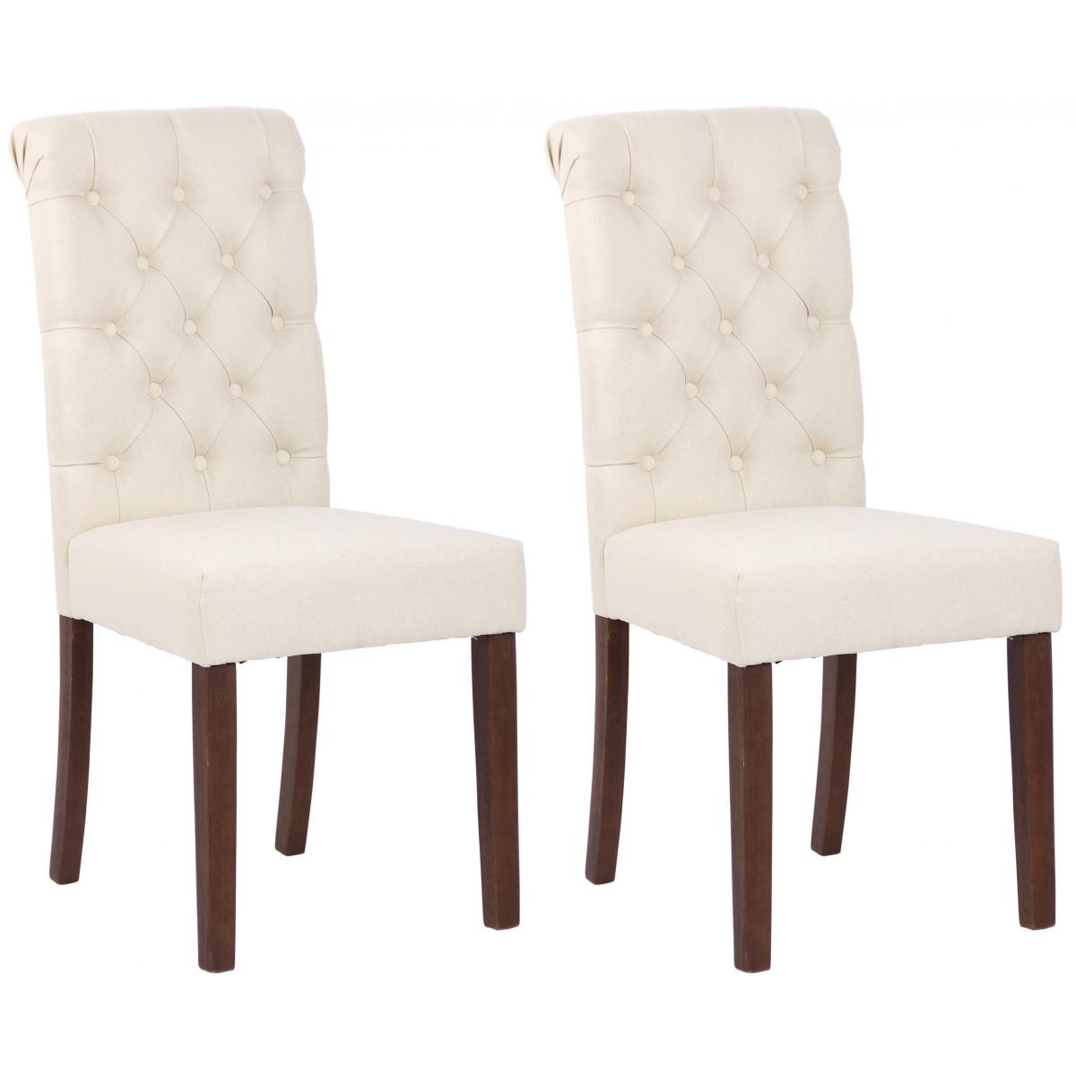 2er Set Esszimmersthle HLO-CP16 Stoff ~ creme