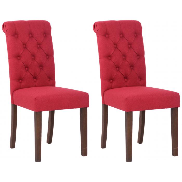 2er Set Esszimmersthle HLO-CP16 Stoff ~ rot