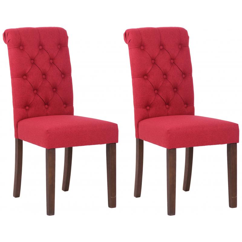 2er Set Esszimmersthle HLO-CP16 Stoff ~ rot