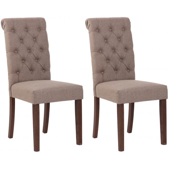 2er Set Esszimmersthle HLO-CP16 Stoff ~ taupe