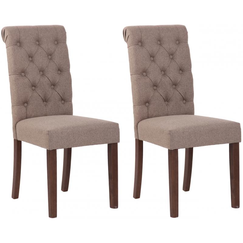 2er Set Esszimmersthle HLO-CP16 Stoff ~ taupe