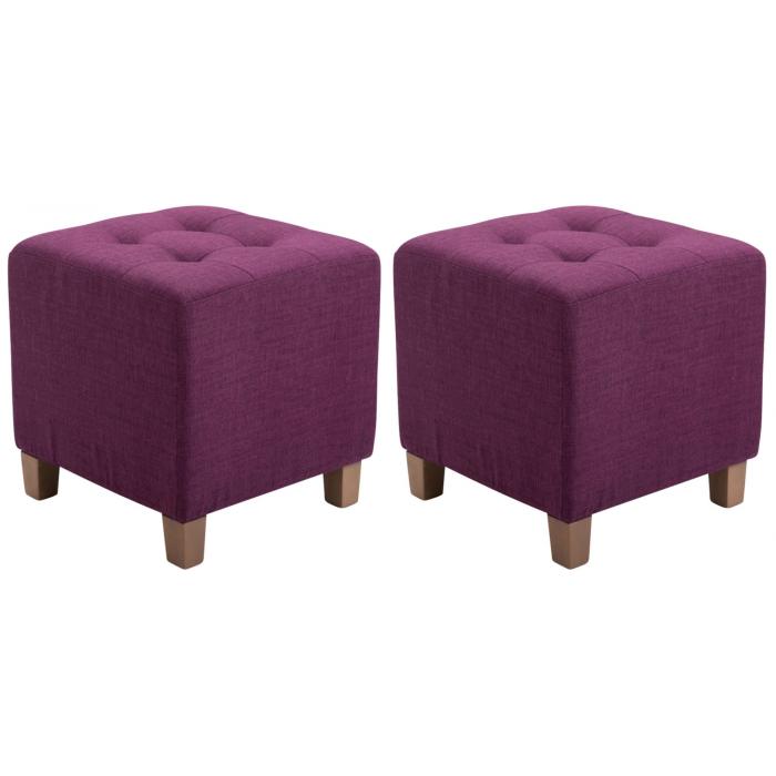 2er Set Sitzhocker HLO-CP85, antik-hell ~ lila