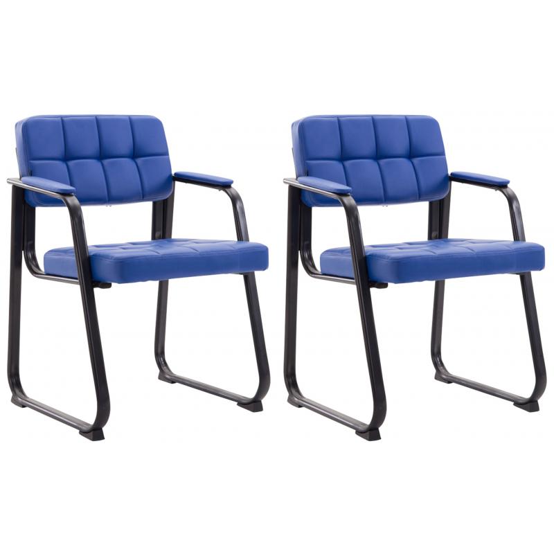 2er Set Besuchersthle HLO-CP22 B Kunstleder ~ blau
