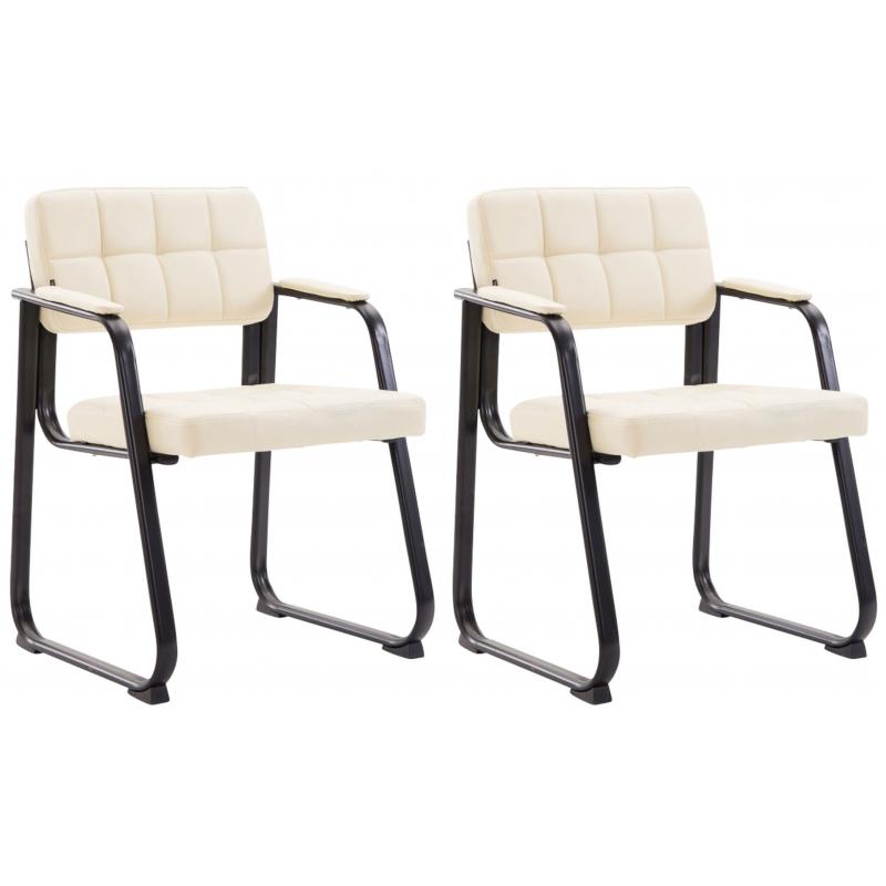 2er Set Besuchersthle HLO-CP22 B Kunstleder ~ creme