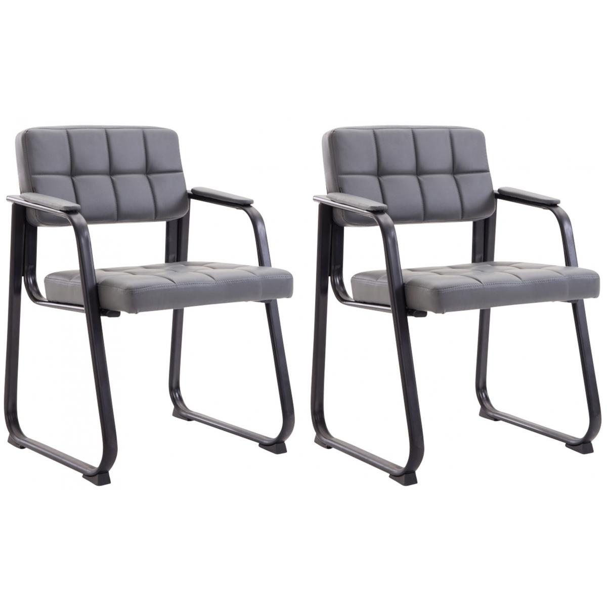 2er Set Besuchersthle HLO-CP22 B Kunstleder ~ grau