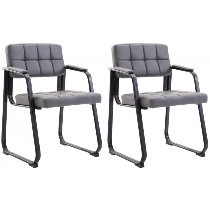 2er Set Besuchersthle HLO-CP22 B Kunstleder ~ grau