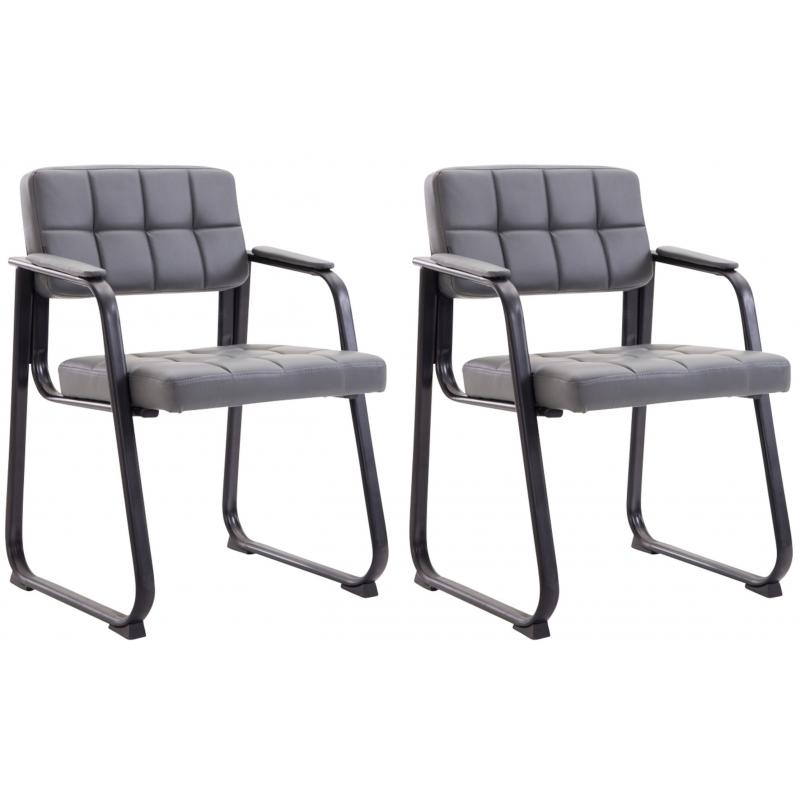 2er Set Besuchersthle HLO-CP22 B Kunstleder ~ grau