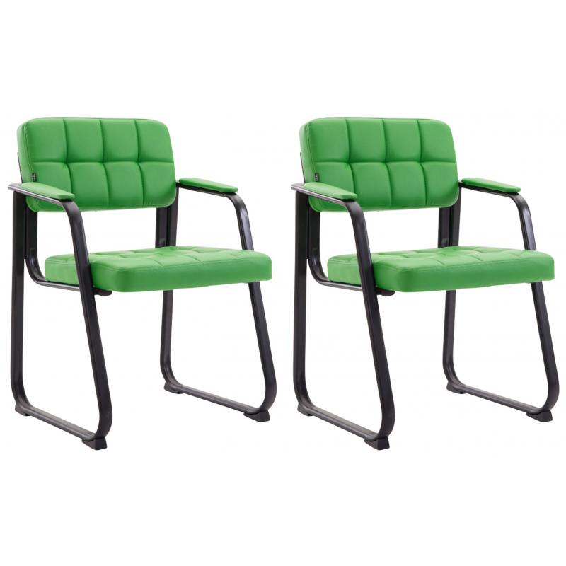 2er Set Besuchersthle HLO-CP22 B Kunstleder ~ grn