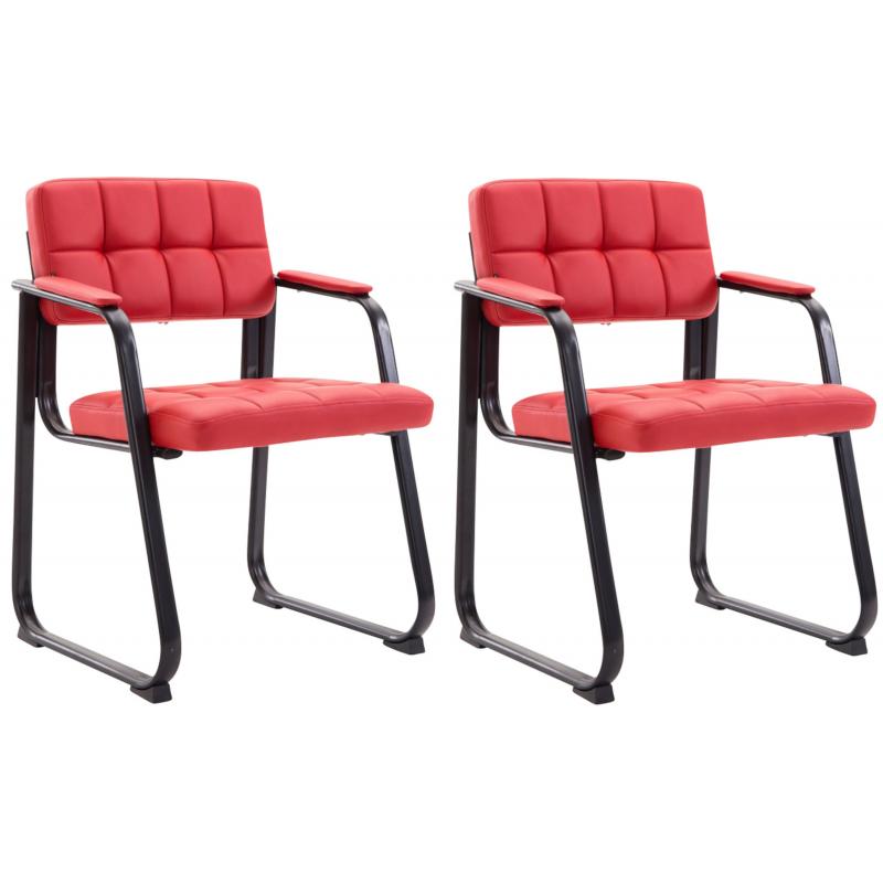 2er Set Besuchersthle HLO-CP22 B Kunstleder ~ rot