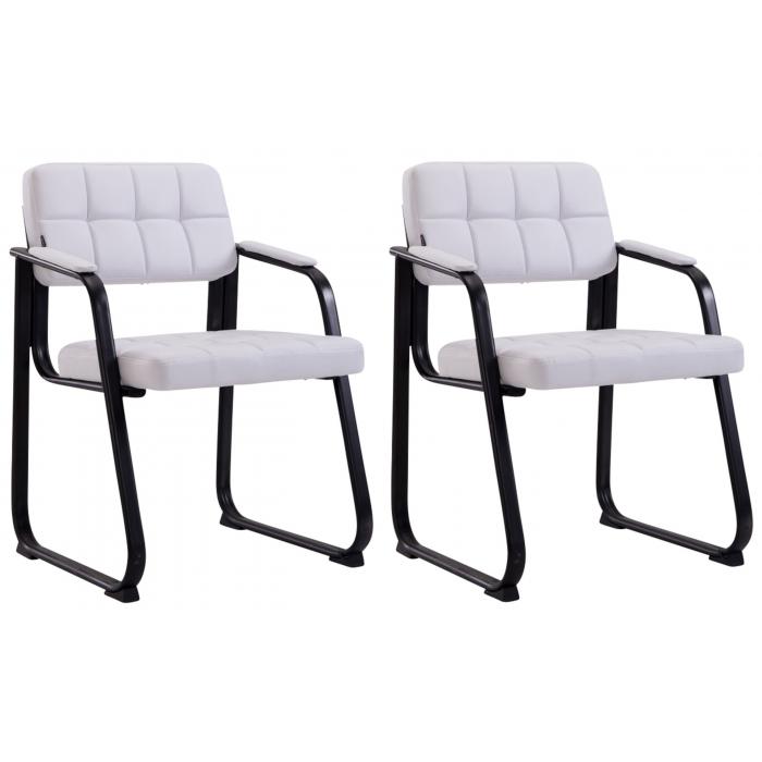2er Set Besuchersthle HLO-CP22 B Kunstleder ~ wei