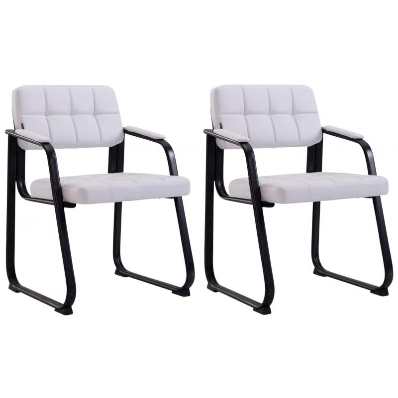 2er Set Besuchersthle HLO-CP22 B Kunstleder ~ wei