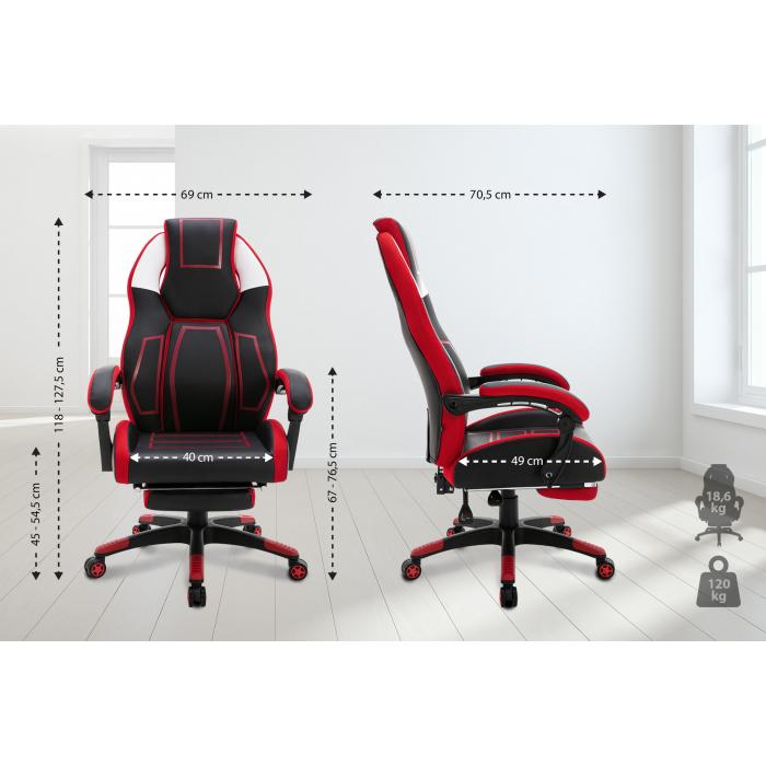 Brostuhl HLO-CP154 Kunstleder ~ schwarz/rot
