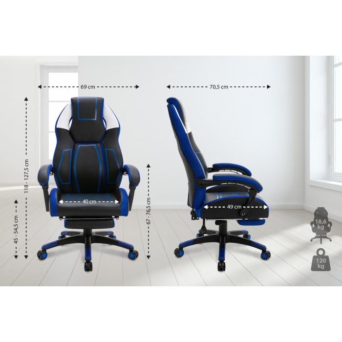 Brostuhl HLO-CP154 Kunstleder ~ schwarz/blau