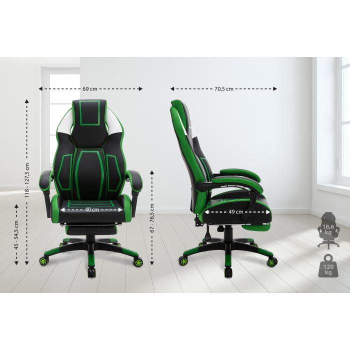 Brostuhl HLO-CP154 Kunstleder ~ schwarz/grn