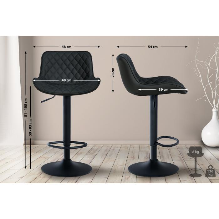 Barhocker HLO-CP280 Kunstleder ~ schwarz