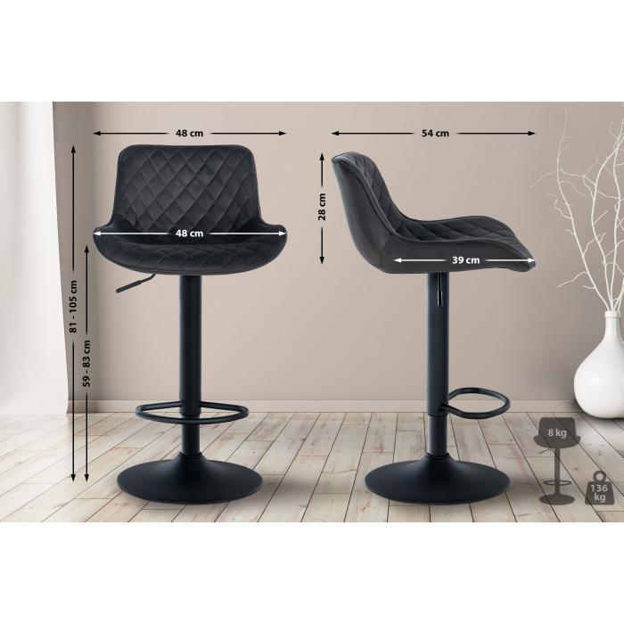 Barhocker HLO-CP281 Samt ~ schwarz