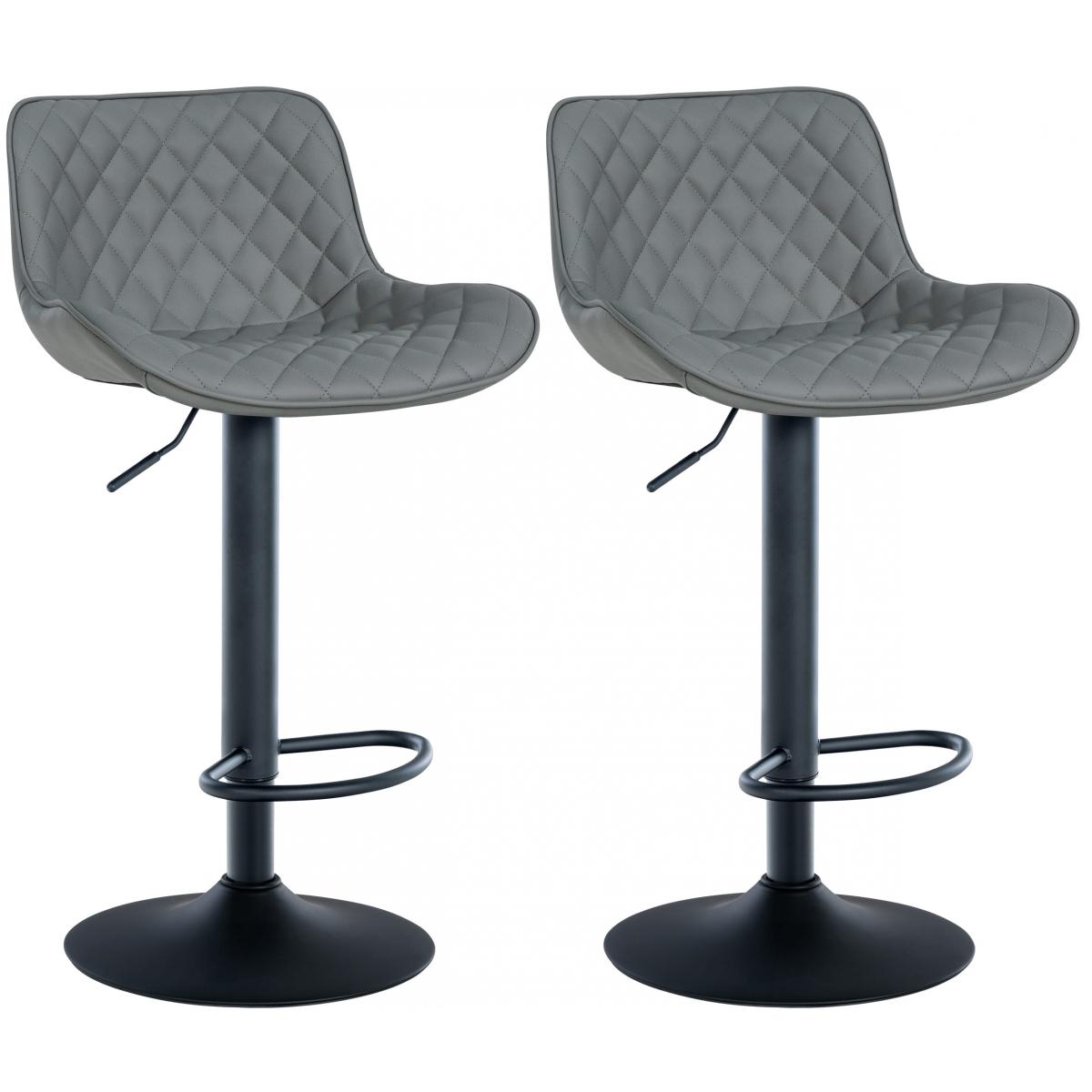 2er Set Barhocker HLO-CP280 Kunstleder ~ grau