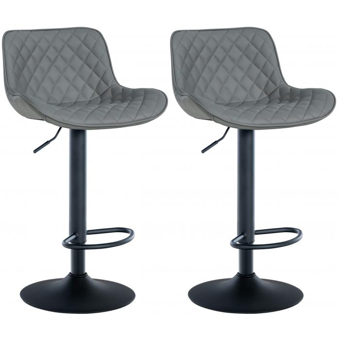 2er Set Barhocker HLO-CP280 Kunstleder ~ grau