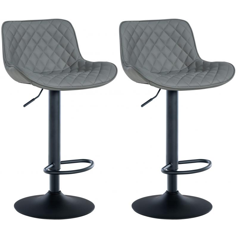 2er Set Barhocker HLO-CP280 Kunstleder ~ grau