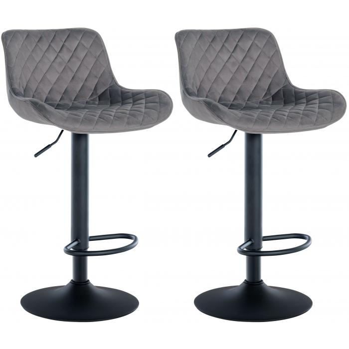2er Set Barhocker HLO-CP281 Samt ~ dunkelgrau