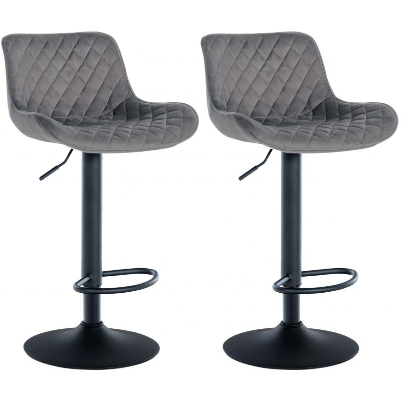 2er Set Barhocker HLO-CP281 Samt ~ dunkelgrau