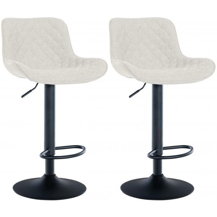 2er Set Barhocker HLO-CP282 Stoff ~ creme
