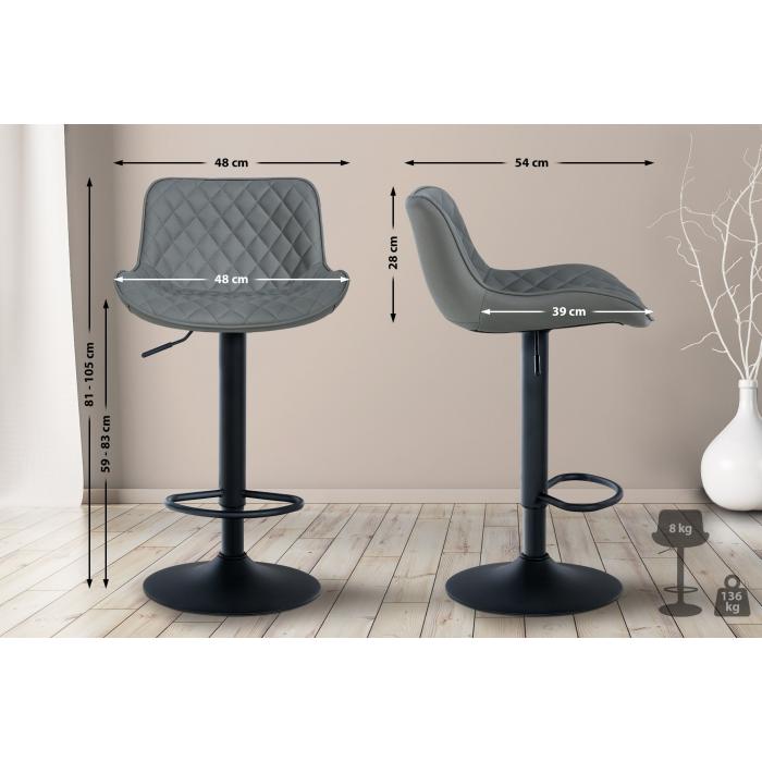 2er Set Barhocker HLO-CP280 Kunstleder ~ grau