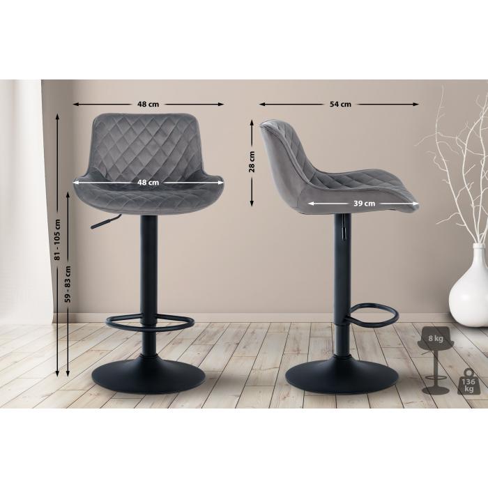 2er Set Barhocker HLO-CP281 Samt ~ dunkelgrau