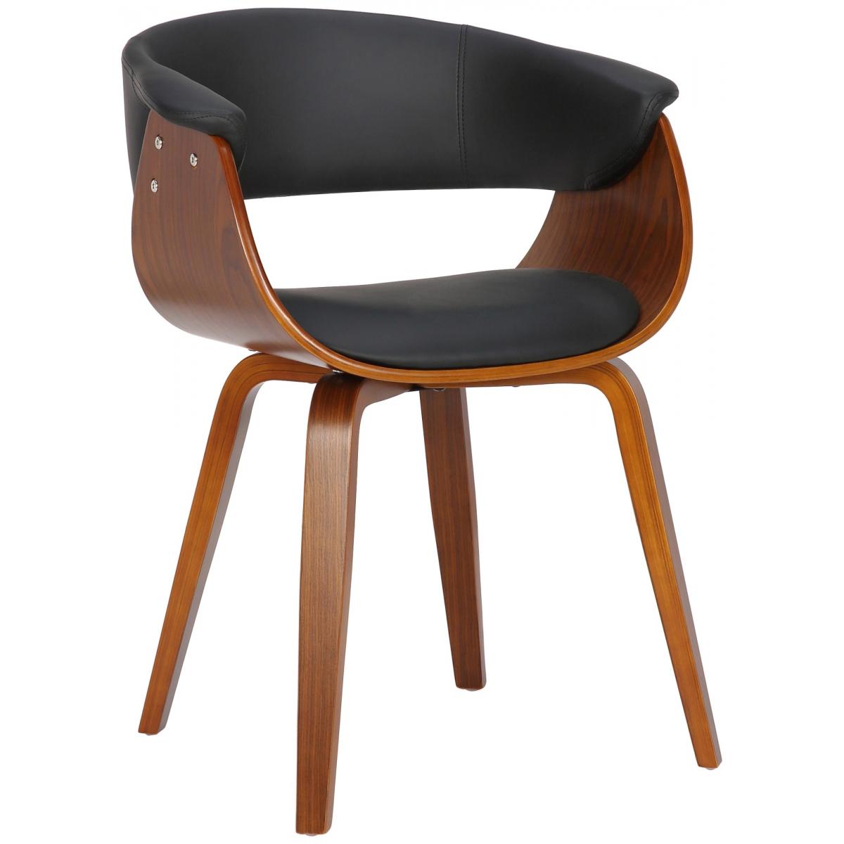 Stuhl HLO-CP104 Kunstleder walnuss ~ schwarz