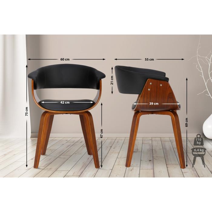 Stuhl HLO-CP104 Kunstleder walnuss ~ schwarz
