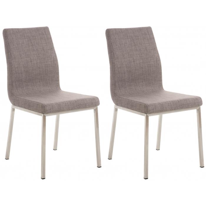 2er Set Esszimmersthle HLO-CP14 Stoff ~ grau