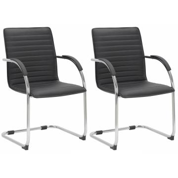 2er Set Besuchersthle HLO-CP114 Kunstleder ~ schwarz