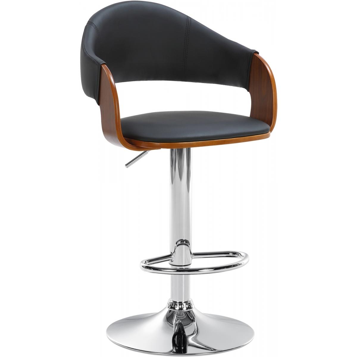 Barhocker HLO-CP283 Kunstleder chrom ~ walnuss/schwarz